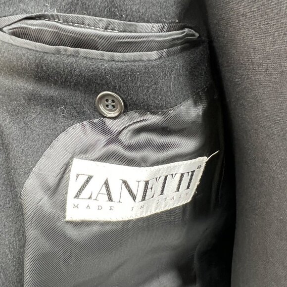 Zanetti 100% Cashmere 3 Button‎ Blazer Black Double Vent Tailored Made in Italy - Picture 6 of 9